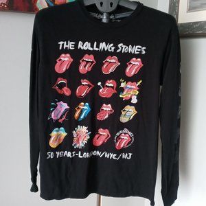 The Rolling Stones 50 years-London-NYC-N.J.black long sleeve Tee Size Medium